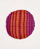 Purple and orange striped round throw pillow 