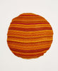 orange and red striped artisan made round throw pillow 