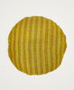 Mustard yellow and black patterned round vintage cotton throw pillow 