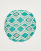 Teal and pink diamond print throw pillow featuring orange traditional kantha hand stitching 