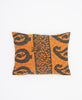 orange and brown bold print vintage cotton throw pillow featuring traditional kantha stitching 