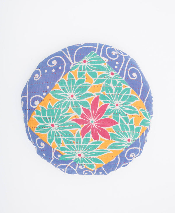 Round Kantha Throw Pillow - No. 230531