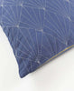 Indigo colored art deco embroidered modern throw pillow made from organic cotton