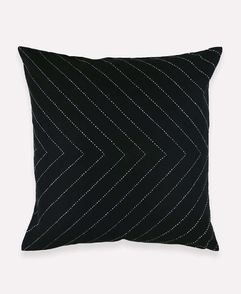 Arrow-Stitch Throw Pillow - Charcoal | Anchal Project