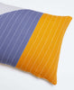 mustard yellow and slate blue colorblock throw pillow hand-stitched in Ajmer India