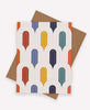 recycled paper notecard featuring gumdrop canopy quilt throw design on front