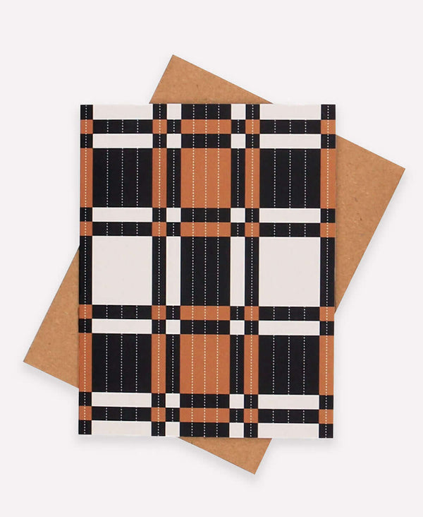 patchwork plaid quilt throw with black camel and white checkers