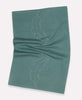 Blue/green hand towel hand stitched on organic cotton with white stitching 