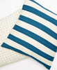striped royal blue and ivory bone embroidered throw pillow by Anchal