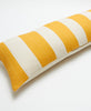 bright yellow and white striped hand embroidered long lumbar pillow
