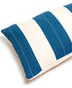 ocean blue and white striped organic cotton extra long lumbar pillow