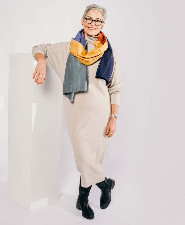 lightweight cotton scarf with colorblock design by Anchal Project