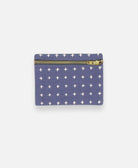 Anchal Project organic cotton coin purse with cross-stitch embroidery in slate gray