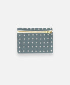 Anchal Project organic cotton coin purse with cross-stitch embroidery in spruce green