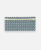 Anchal Project organic cotton pencil case with cross-stitch embroidery in spruce green