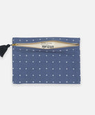 small slate blue kantha stitched modern pouch bag by Anchal Project