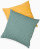 modern cross-stitch embroidered throw pillow in spruce green made for mixing and matching