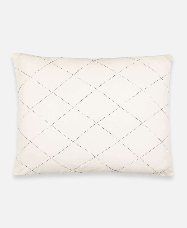 Anchal Project organic cotton pillow sham with hand-embroidered diamond-stitch pattern