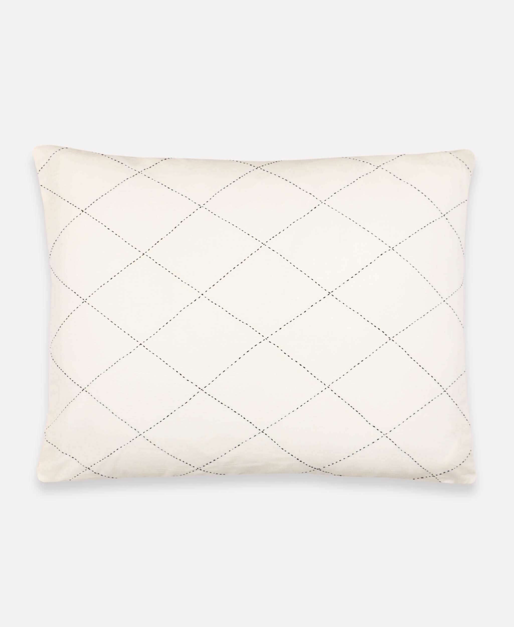 Anchal Project organic cotton pillow sham with hand-embroidered diamond-stitch pattern