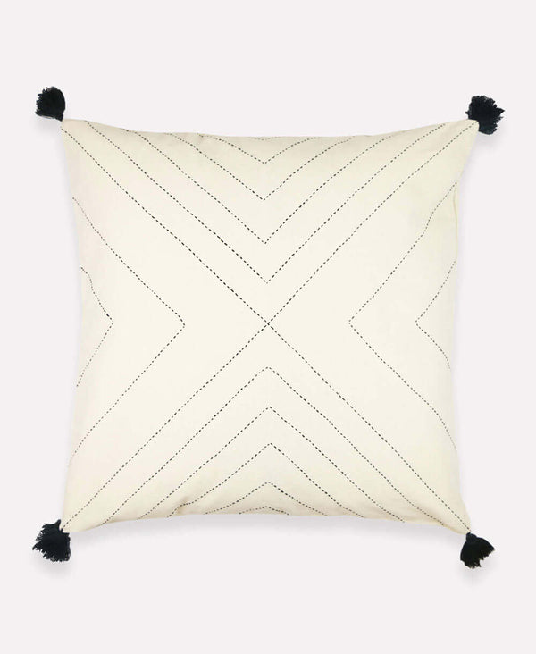 Anchal Project geometric tassel throw pillow in ivory
