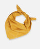 Anchal Project organic cotton bandana scarf with hand-stitched geometric pattern in mustard yellow