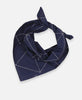 Anchal Project organic cotton bandana scarf with hand-stitched geometric pattern in navy blue