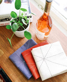 mid-century modern kitchen tea towels with geometric triangles