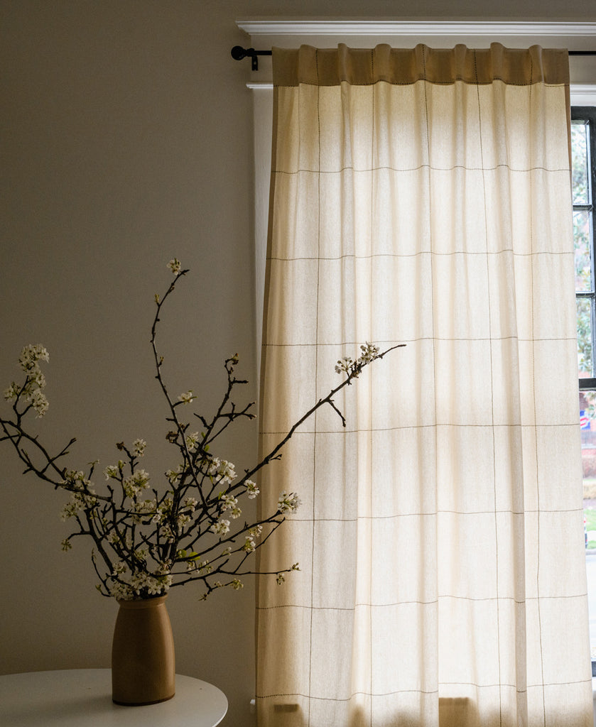off-white light filtering organic cotton curtains from Anchal Project