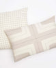 oxford tan and ivory bone interlock lumbar throw pillow handmade in India by Anchal Project