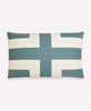 Ivory and teal cross stitch throw pillow made form organic cotton