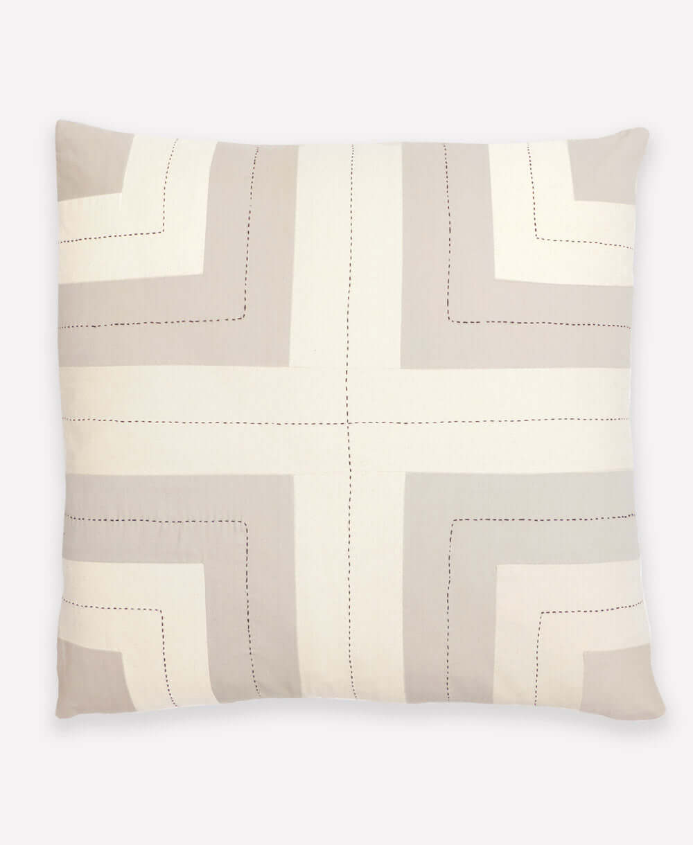 organic cotton modern embroidered throw pillow with interlock stripe pattern by Anchal Project