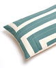 spruce green interlock extra long lumbar throw pillow with geometric interlock pattern