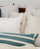 all white bedding with organic cotton modern stitched throw pillows