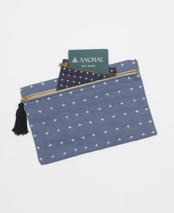 Anchal Project cross-stitch pouch clutch with coin purse and gift card boxed set