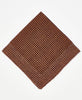 dark brown cotton bandana with a modern grid pattern and white traditional kantha stitching