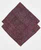 2 burgundy vintage cotton bandanas with a small geometric repeating pattern and traditional kantha stitching