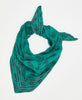 fair trade teal and black bandana handmade by women artisans using 2 layers of upcycled vintage cotton saris