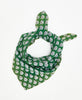 green paisley fair trade bandana handmade by women artisans using 2 layers of recycled vintage cotton saris 