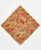 brown cotton bandana with red and orange vines 