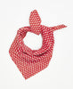 red and white one-of-a-kind bandana handmade by women artisans using 2 layers of upcycled vintage cotton saris