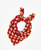 red and white bandana handmade by women artisans in Ajmer, India using 2 layers of upcycled vintage cotton saris