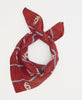 Red cotton sustainable bandana featuring yellow kantha stitching 