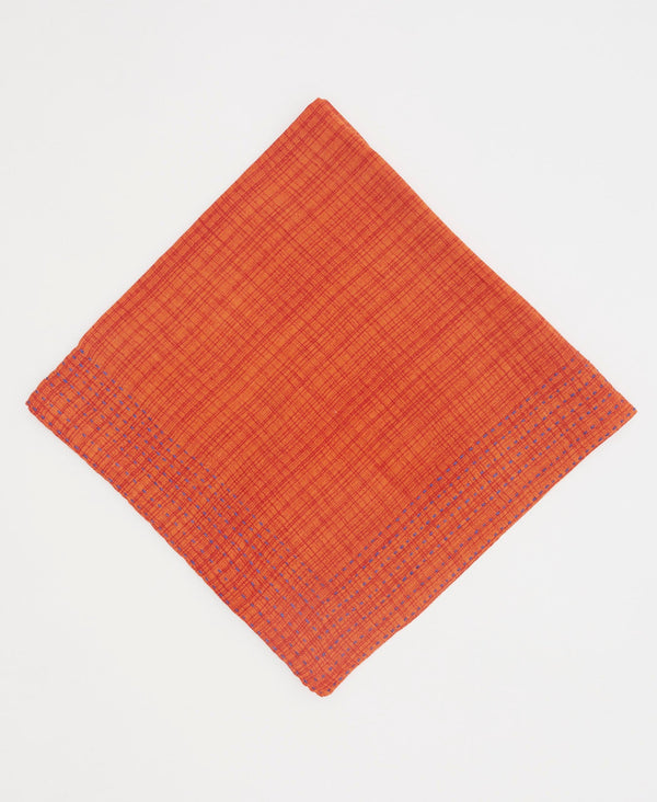 One of a kind orange bandana created using upcycled vintage saris 