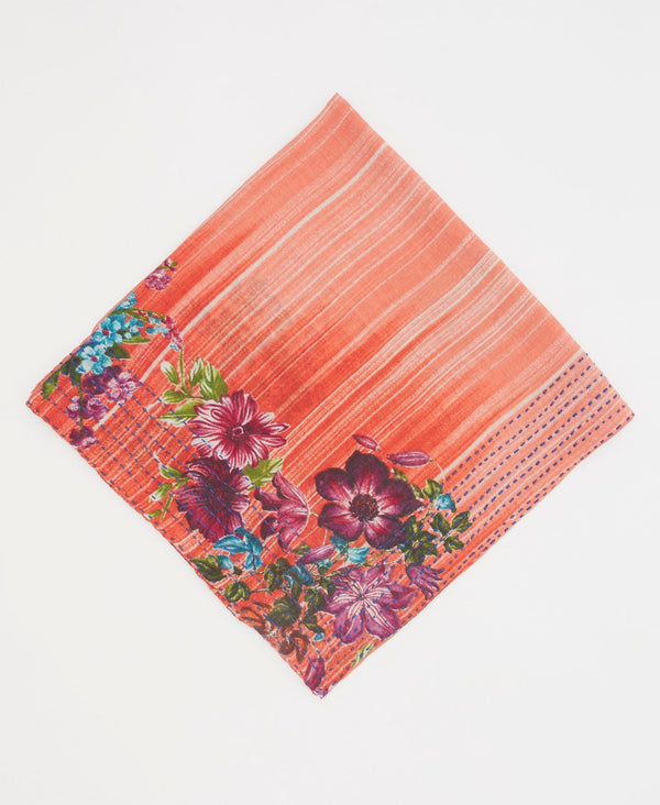 Orange artisan made bandana created using upcycled vintage saris 