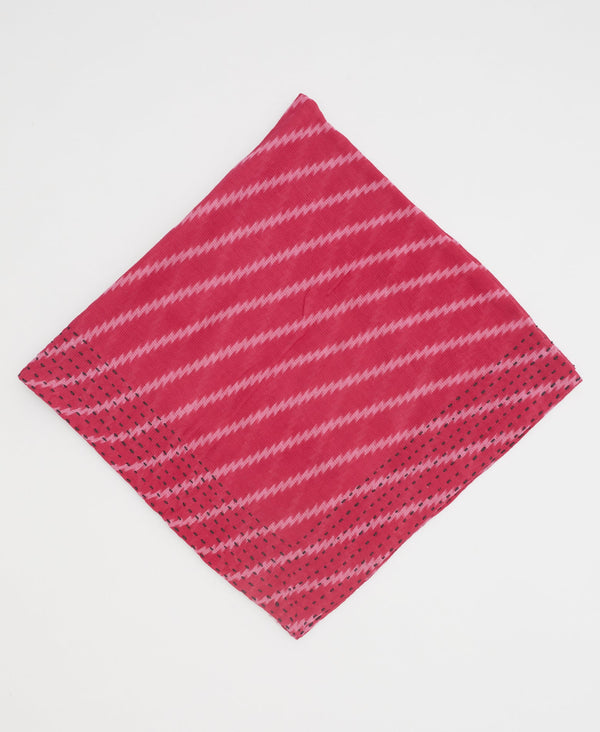 Hand stitched vintage cotton bandana featuring  black kantha stitching 