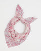 White vintage cotton bandana featuring a pink abstract pattern 