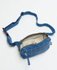 blue crossbody modern fanny pack lined with canvas