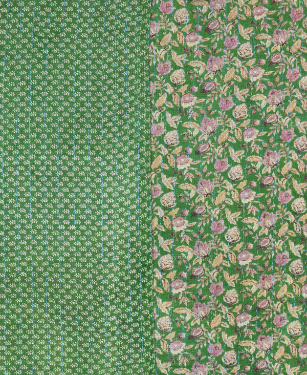 Green and pink patterned vintage scarf