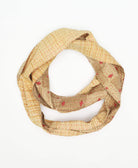 One of a kind beige cotton scarf that has traditional stitching