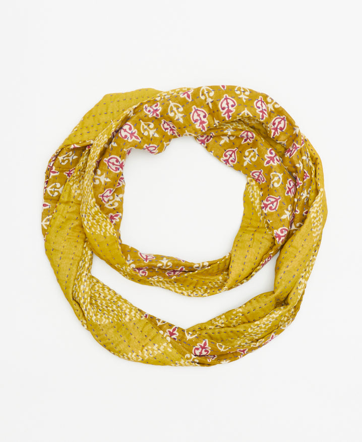 pea green eco-friendly infinity scarf hand-stitched by woman artisans in Ajmer, India